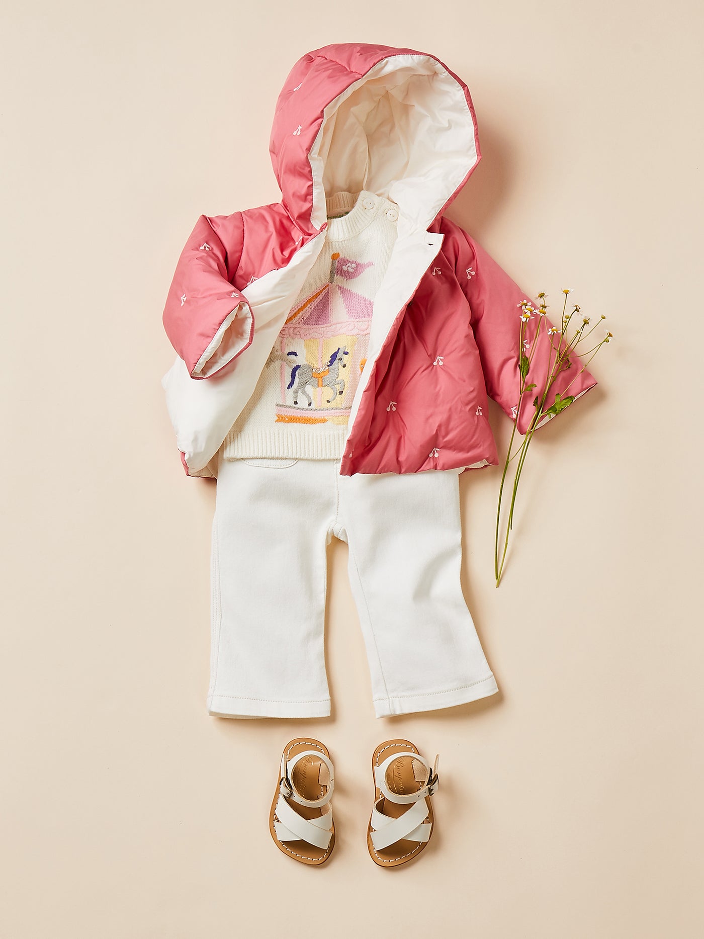 Baby girl's look summer 2024 embroidered jacket