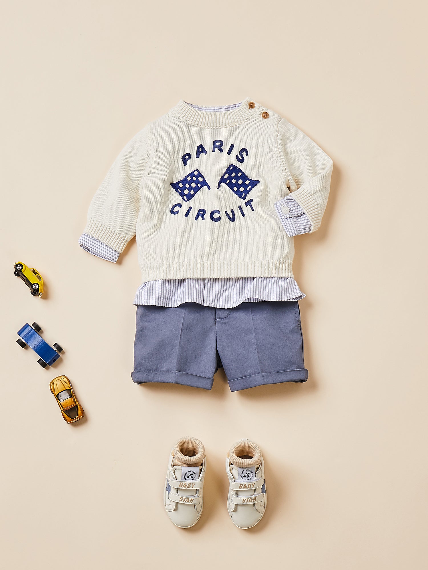Baby boy s look summer 2024 cotton and cashmere sweater Bonpoint