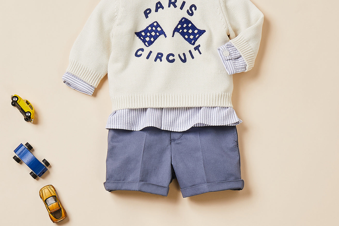 Baby boy's look summer 2024 cotton and cashmere sweater