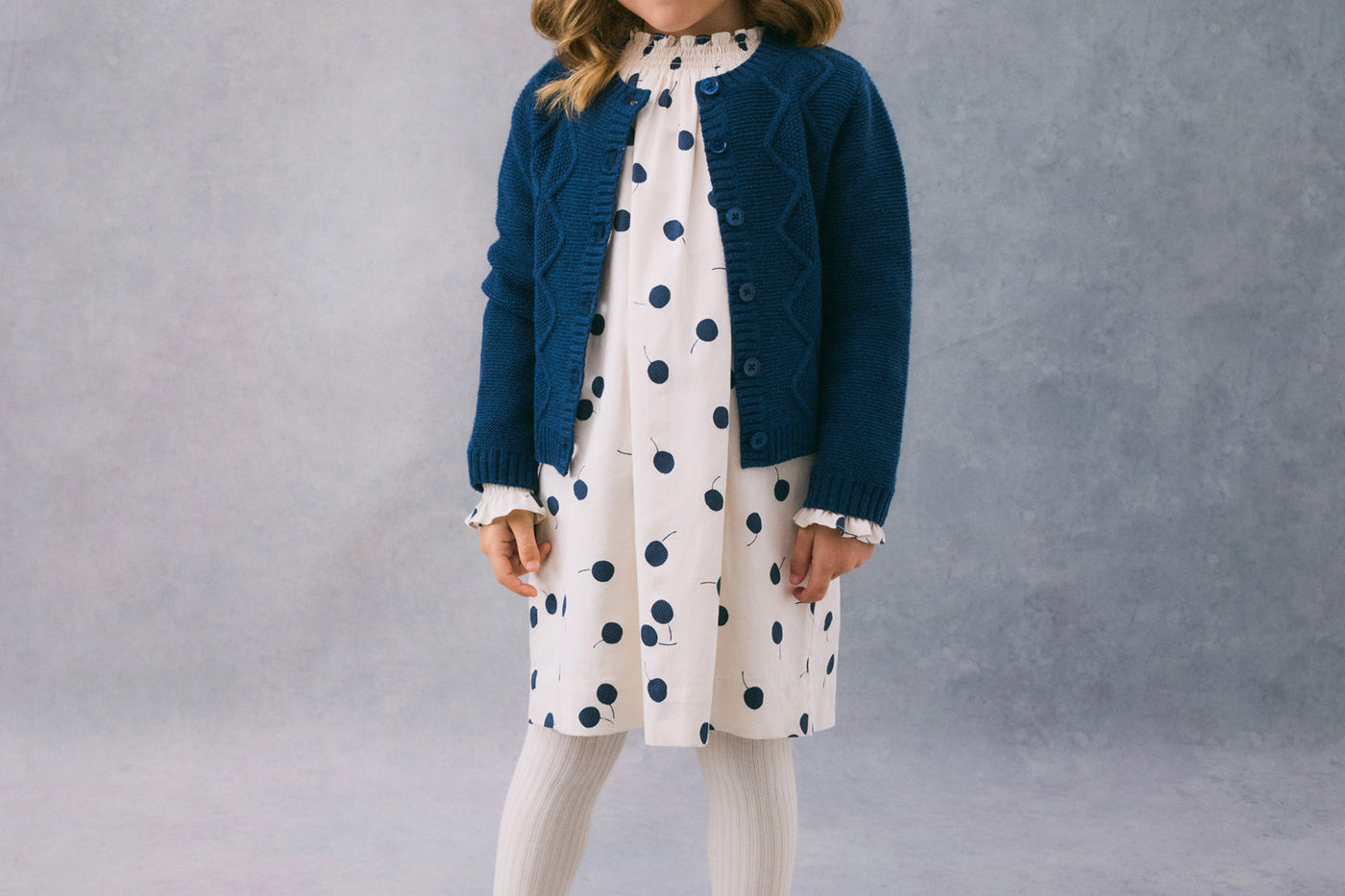 Winter 2024 girl's look polka dot dress
