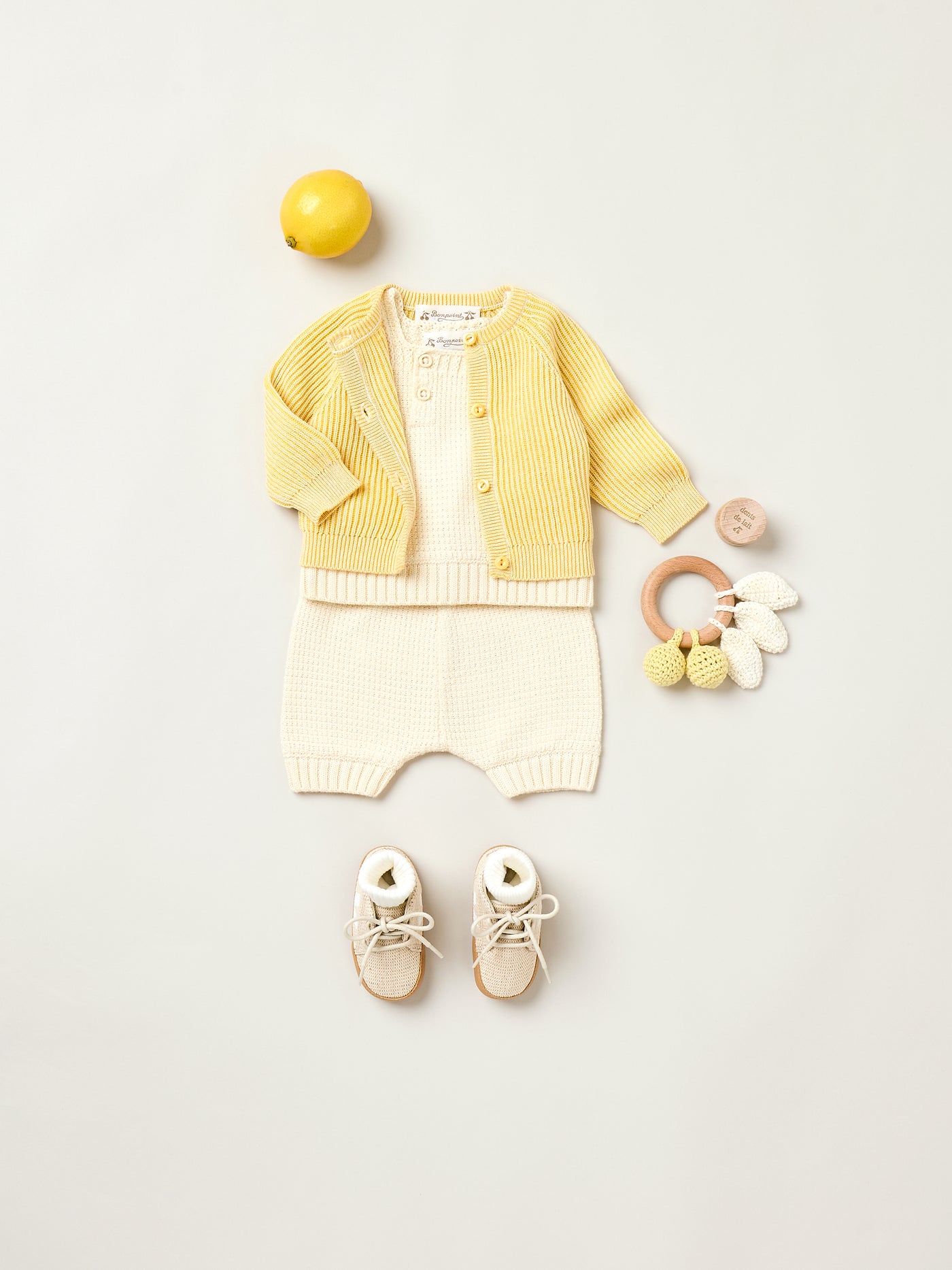 Summer 2025 Newborn's look - Yellow set and cardigan