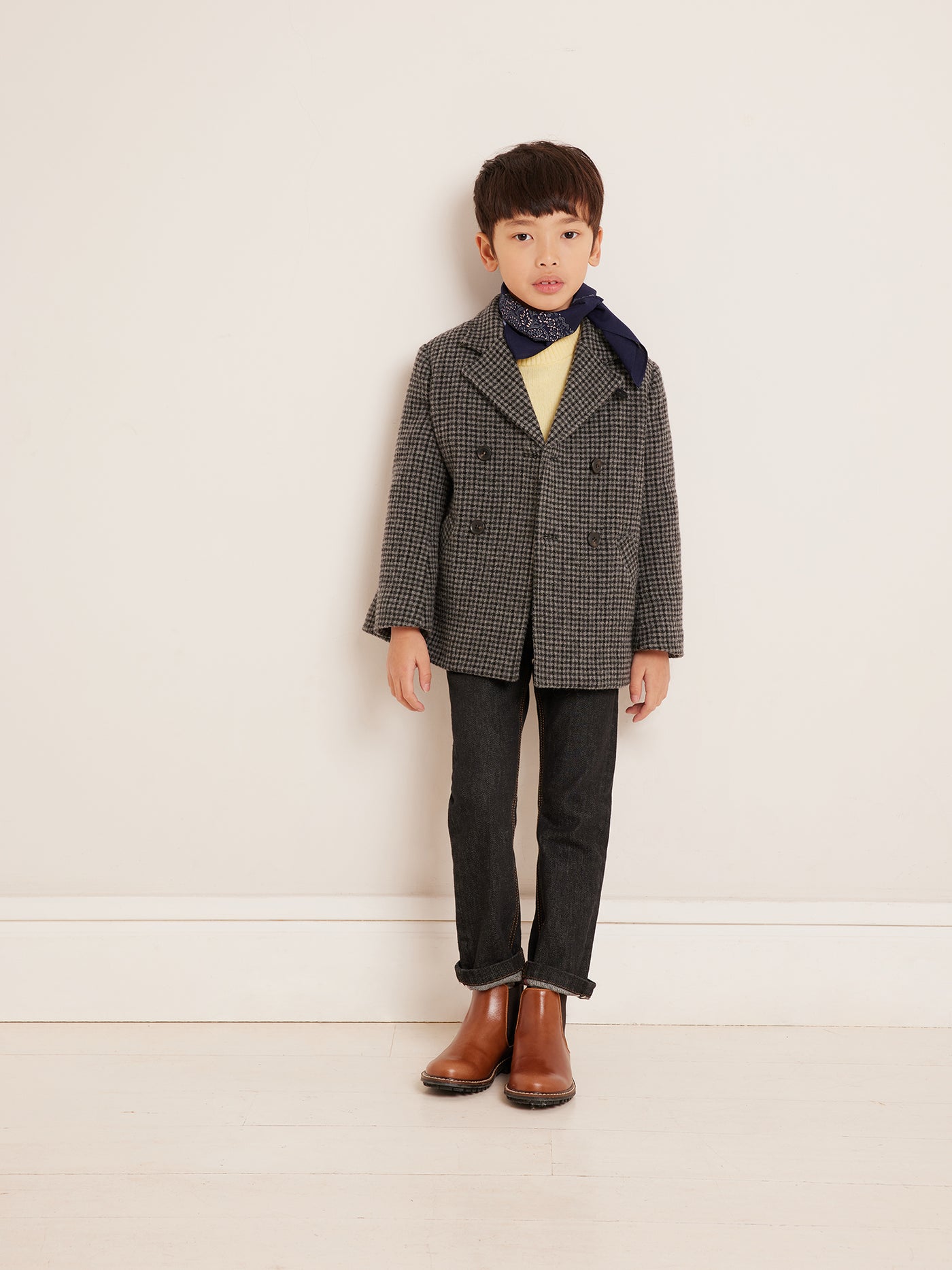 Winter 2023 Jungen Karierter Mantel