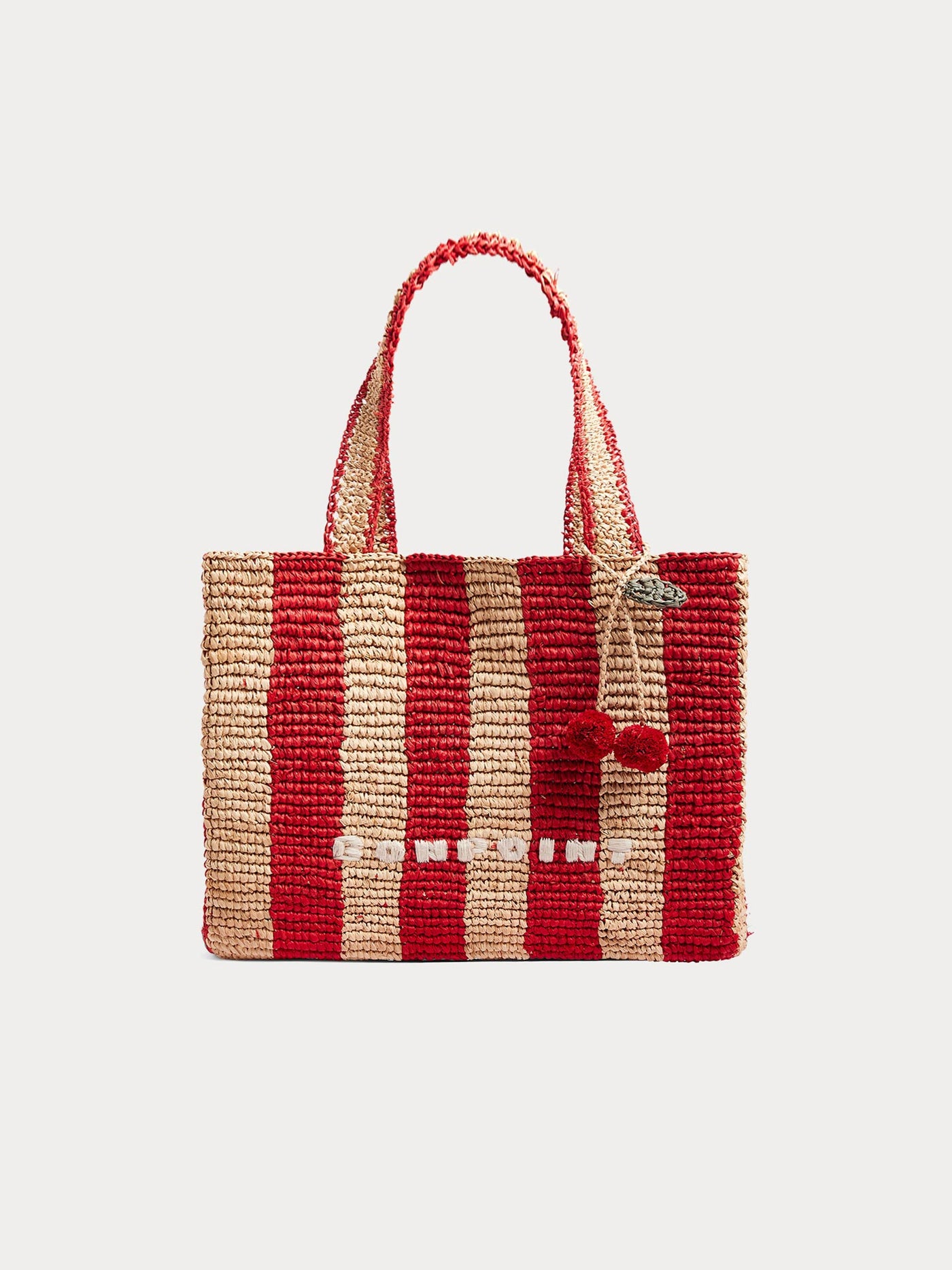 Esma bestickte gestreifte Basttasche