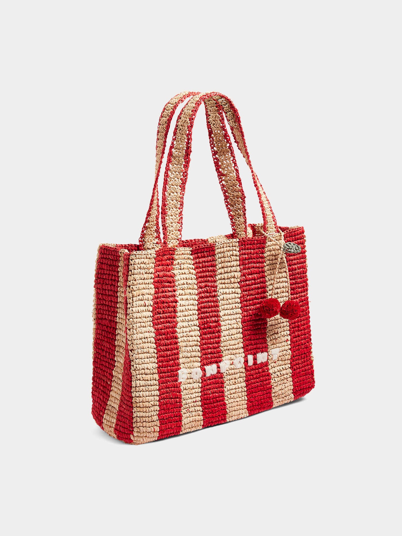 Esma embroidered striped raffia bag