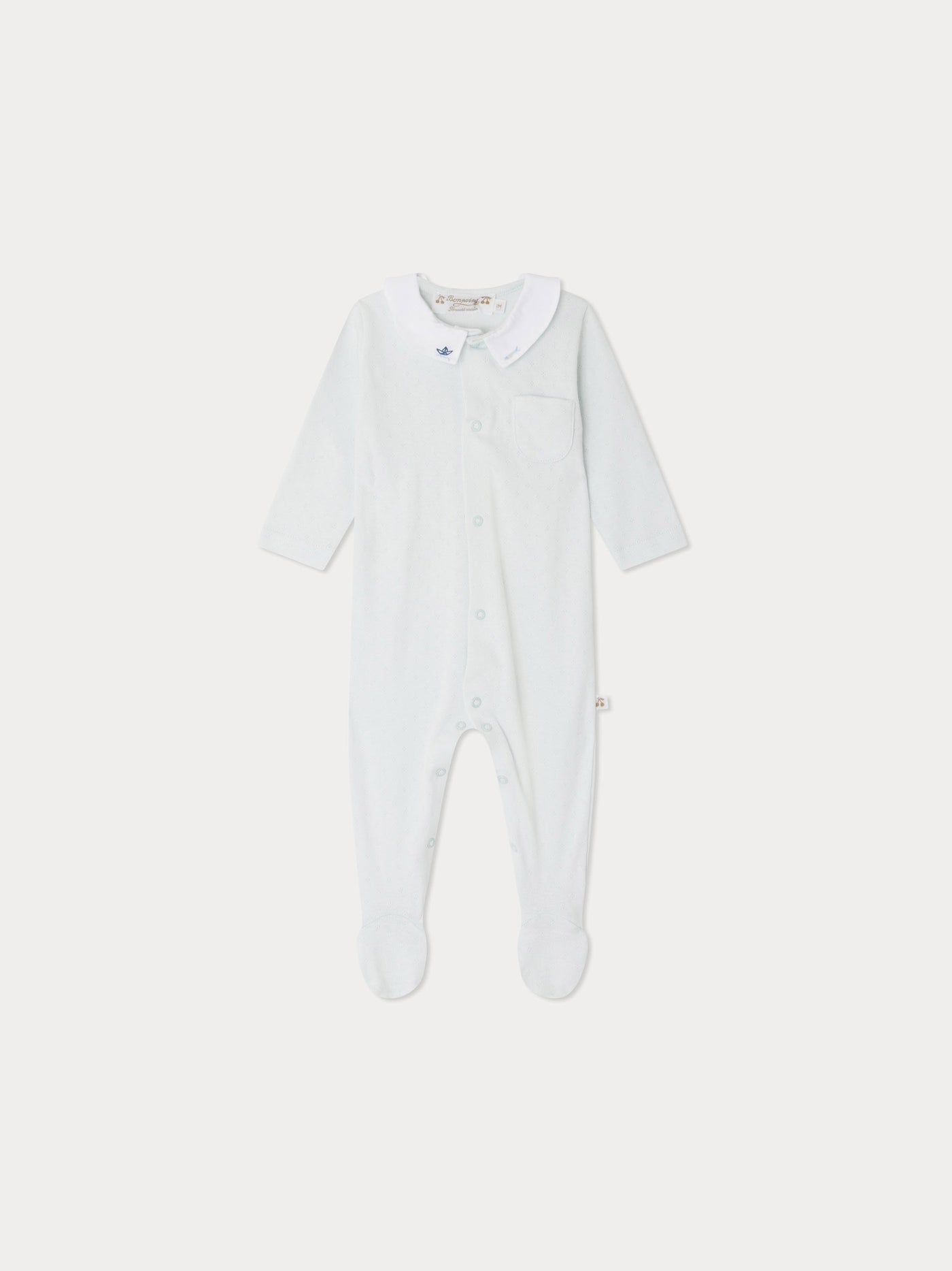 Tilouan-Pyjama aus Pointelle-Strick mit besticktem Kragen