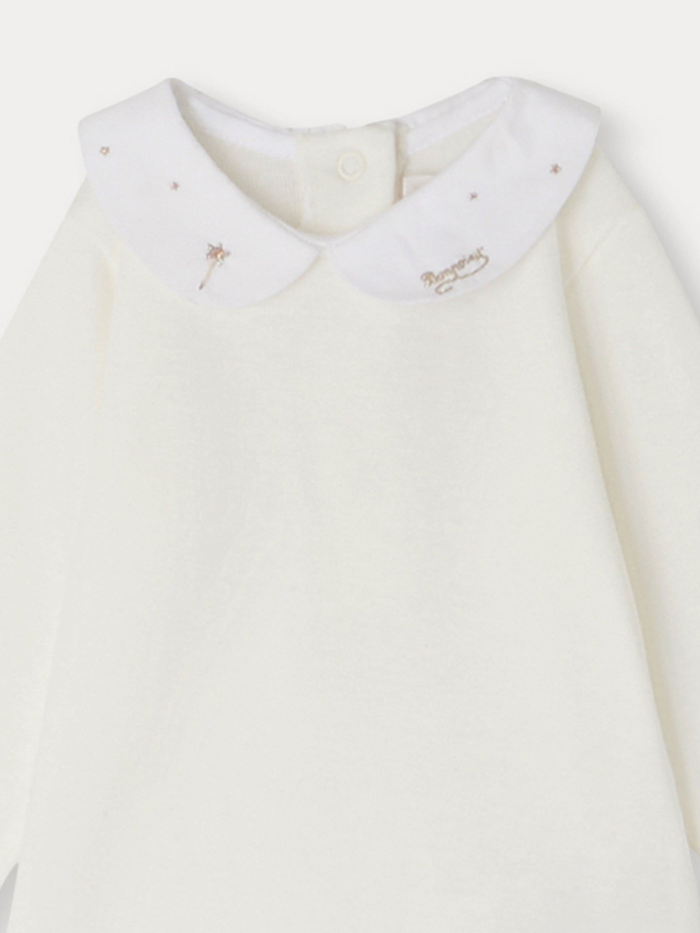 Cygne bodysuit with gold embroidered collar