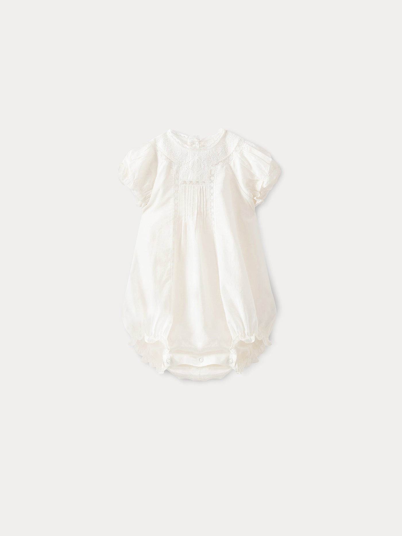 Baby Dobby Voile Strampler milchweiß