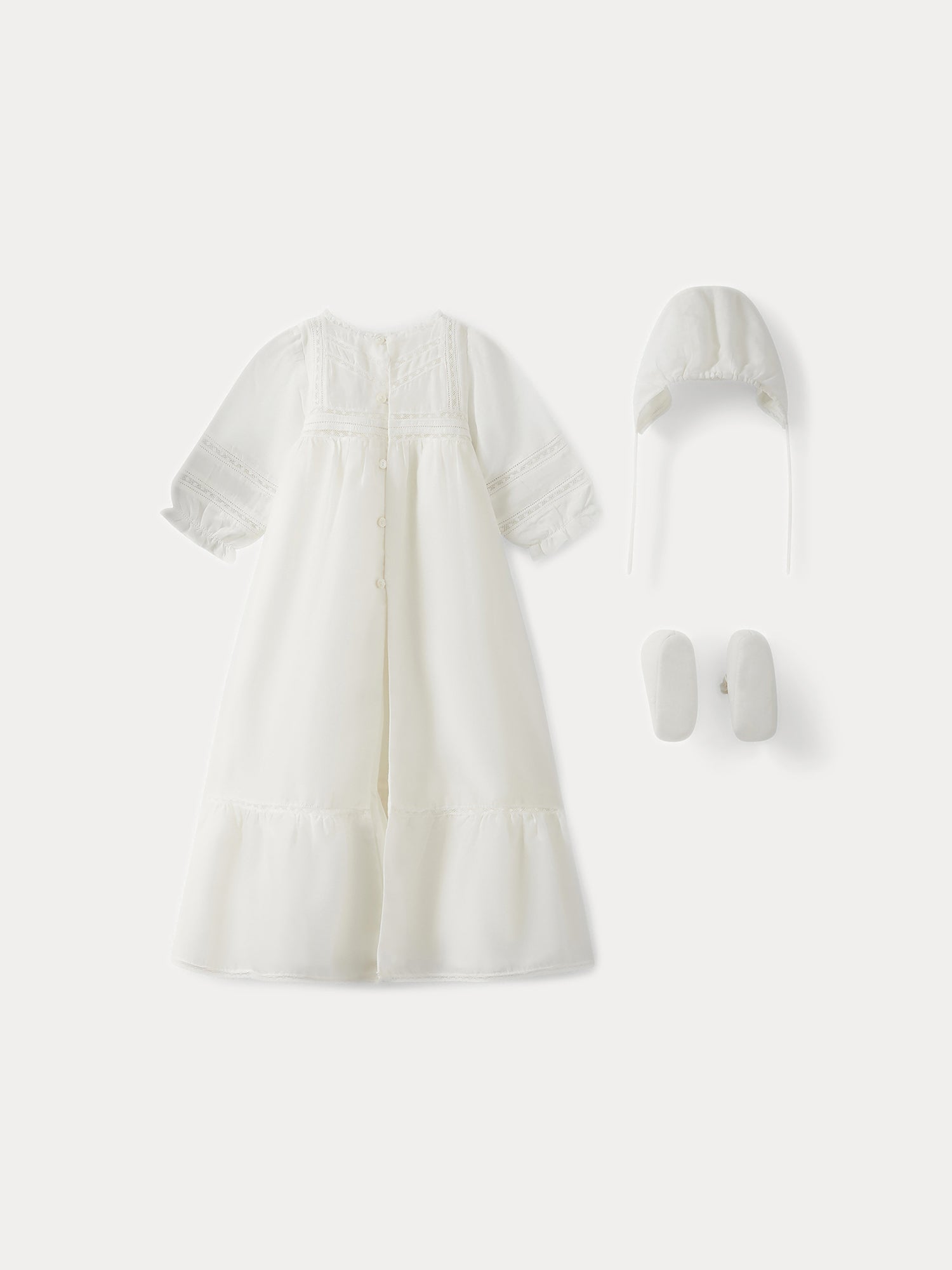 Silk Christening Dress for Baby milk white Bonpoint