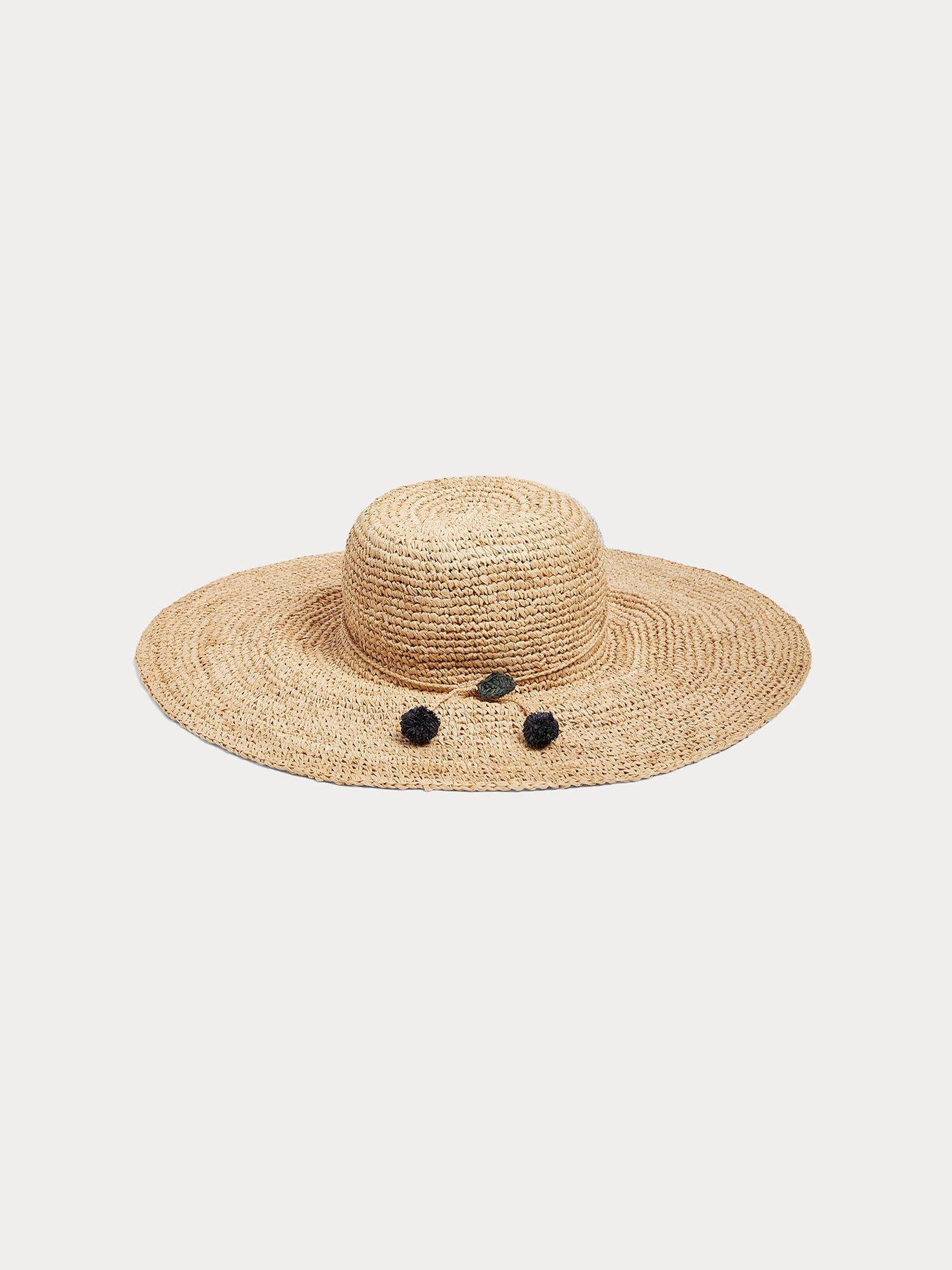 Capeline raffia hat with cherry motif