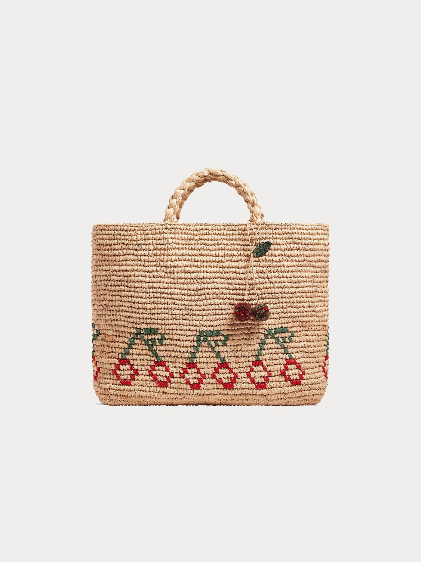 Fama Tragetasche aus Raffia mit roten Kirschen