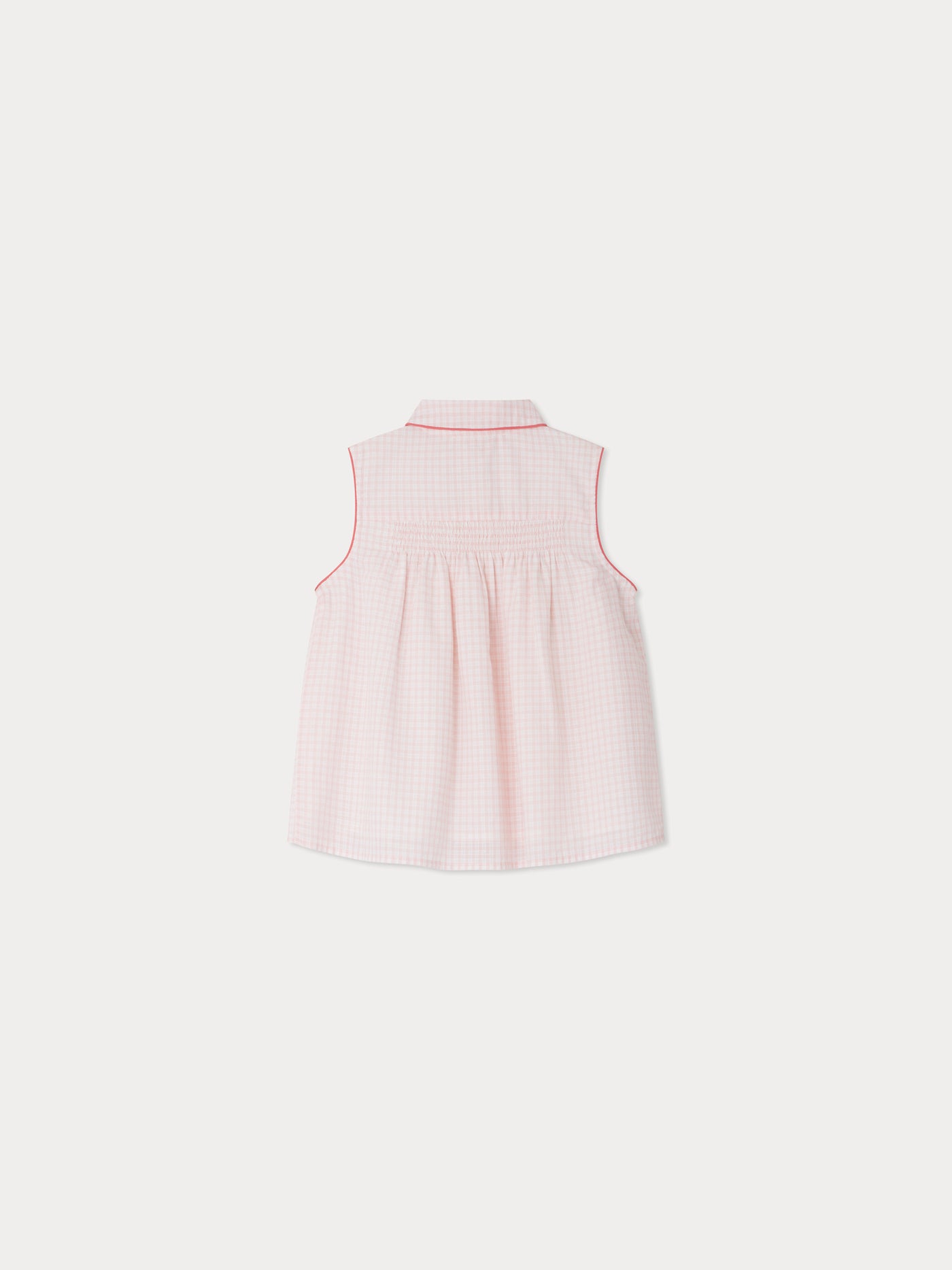 Fedra-Bluse mit gesmokten und bestickten Karos
