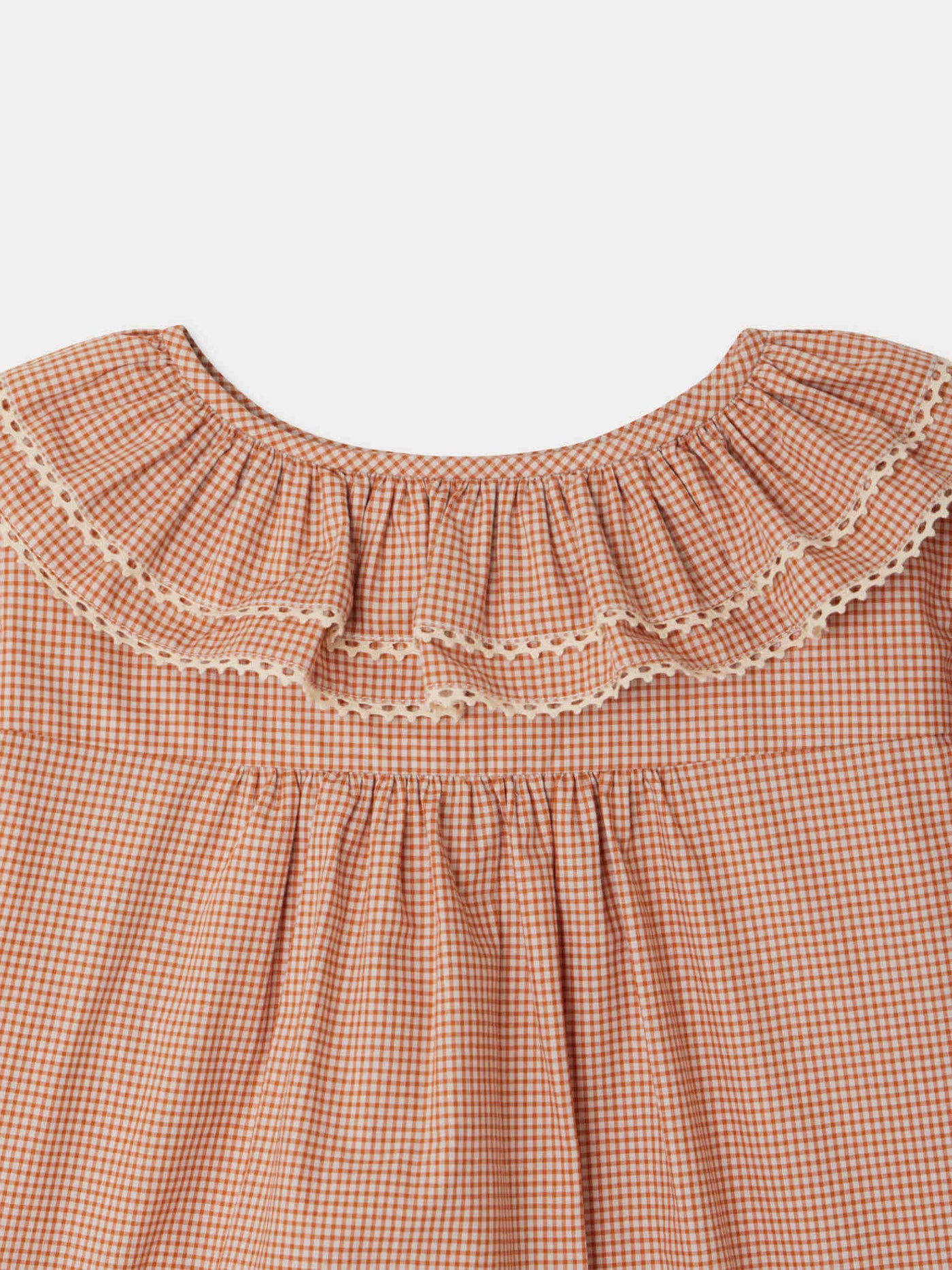 Eloria ruffled blouse with checks