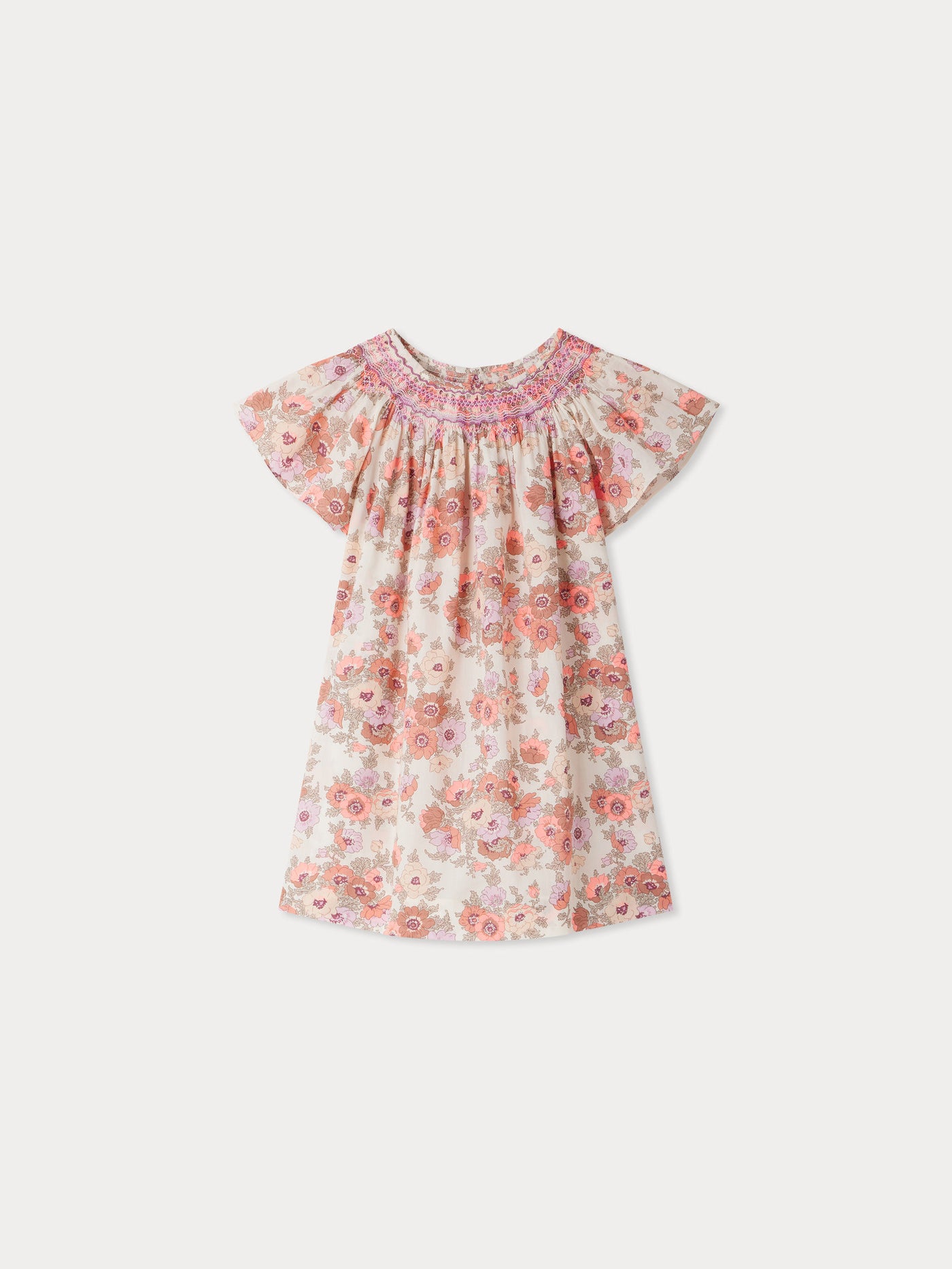 Arlene gesmoktes und besticktes Kleid aus Liberty-Stoff