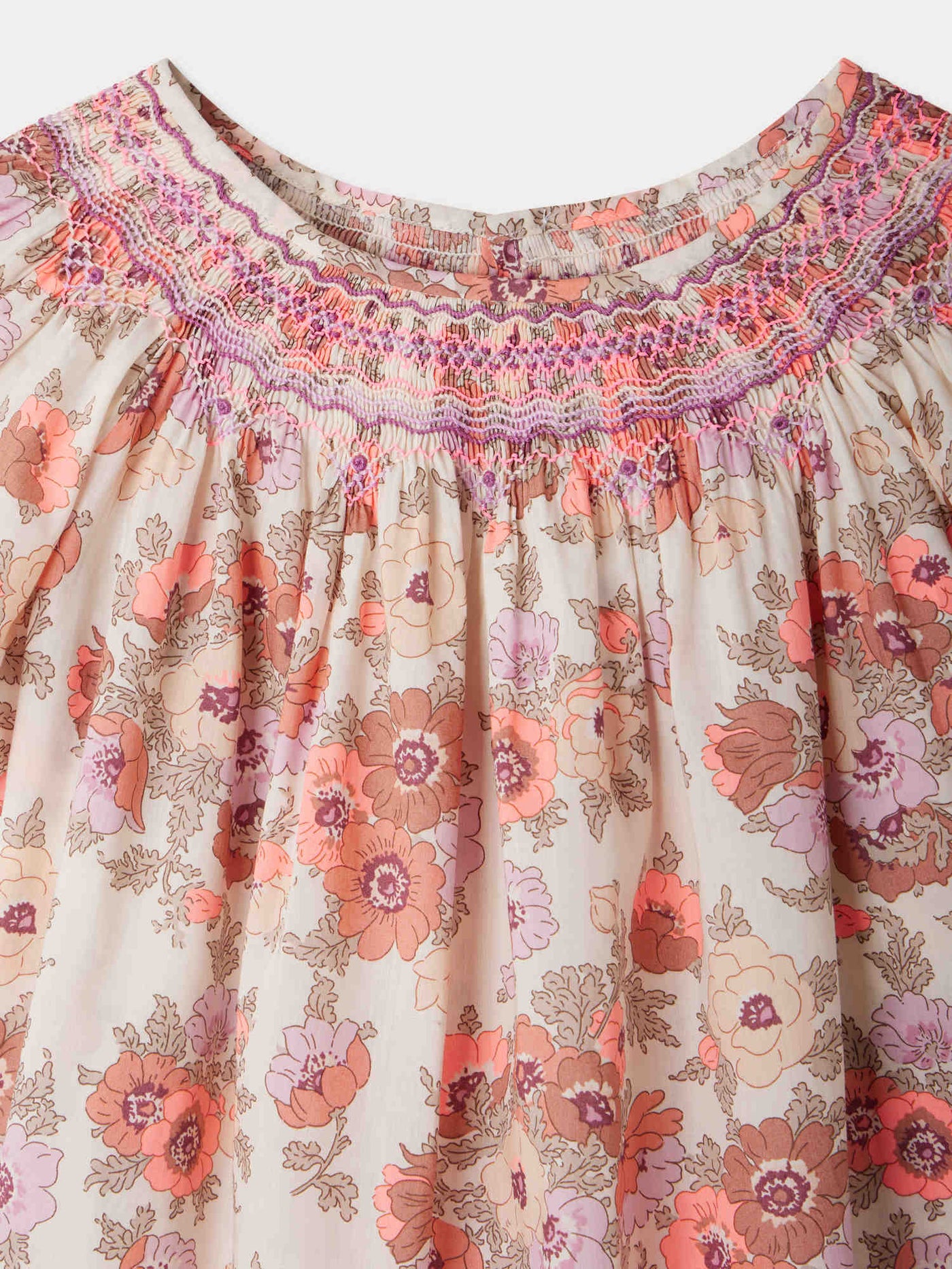 Arlene smocked and embroidered dress in Liberty fabric