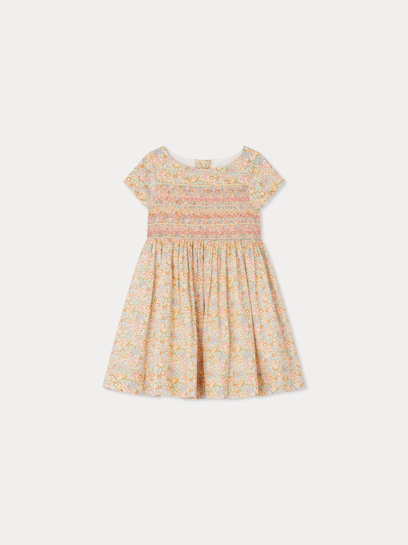 Duchesse smocked dress made with multicolor Liberty fabrics