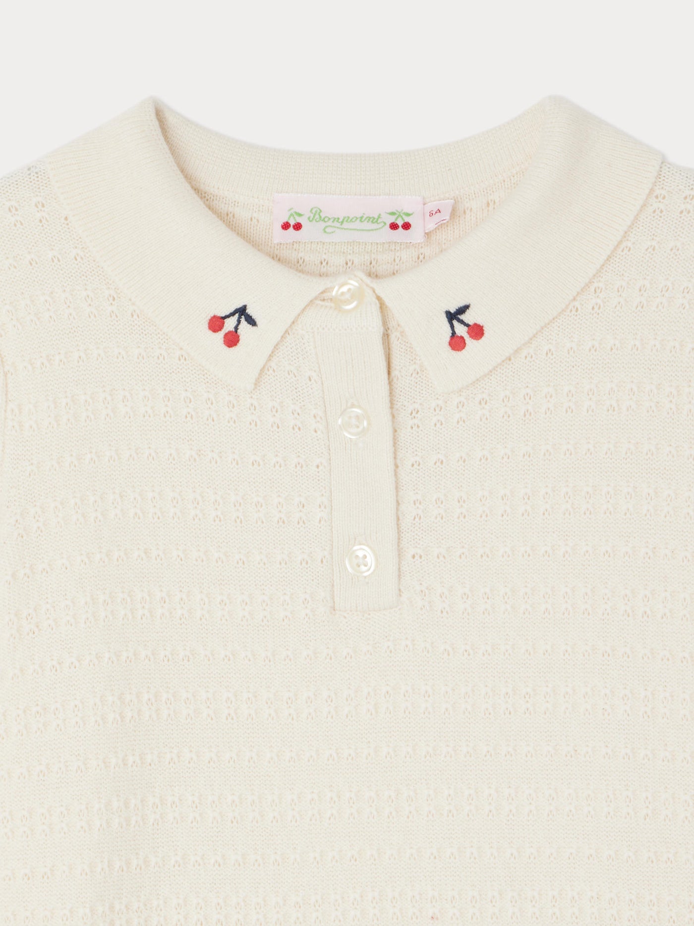 Evani polo with openwork cherry embroidery