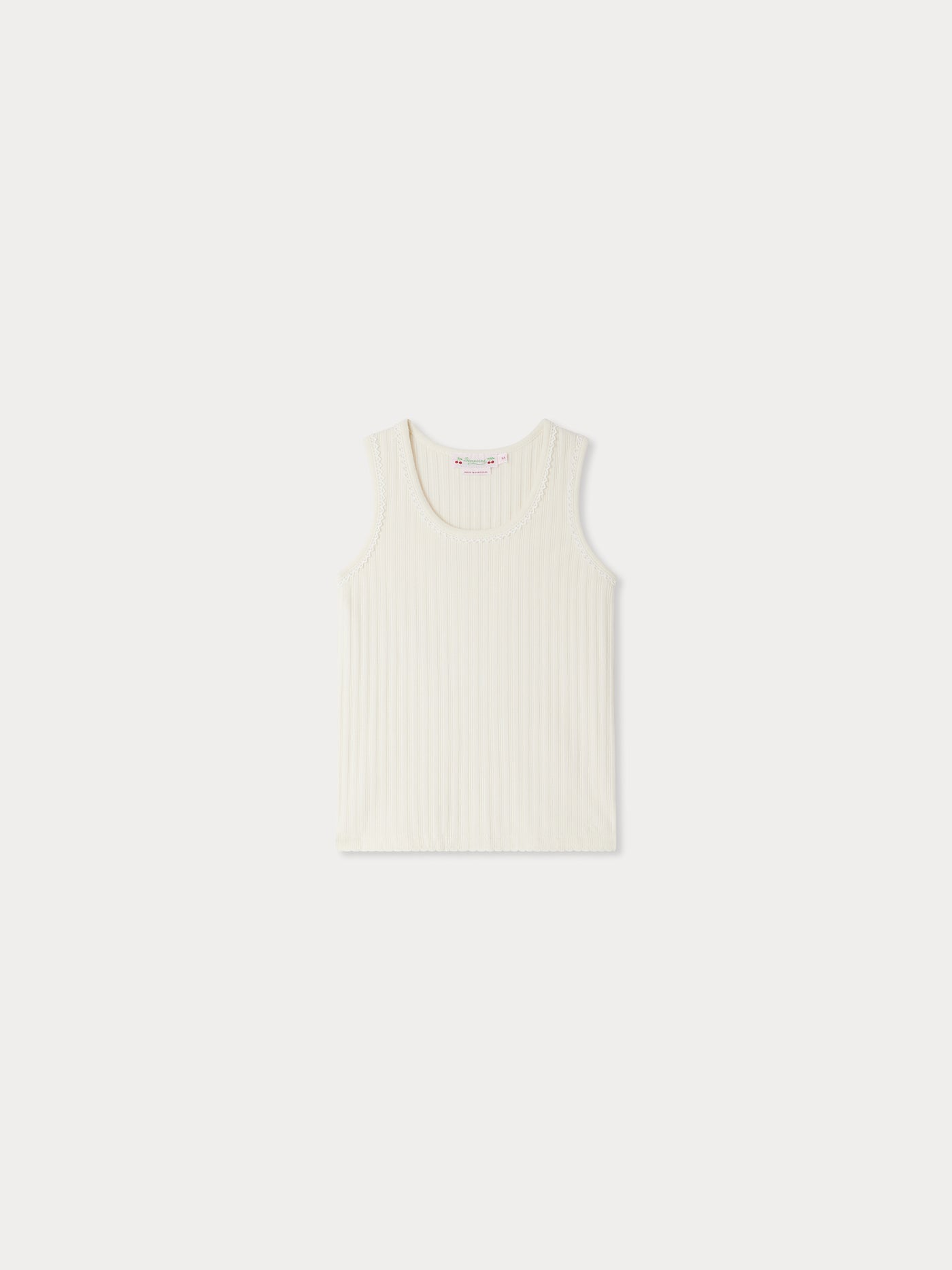 Edina tank top ribbed with fine lace in organic cotton