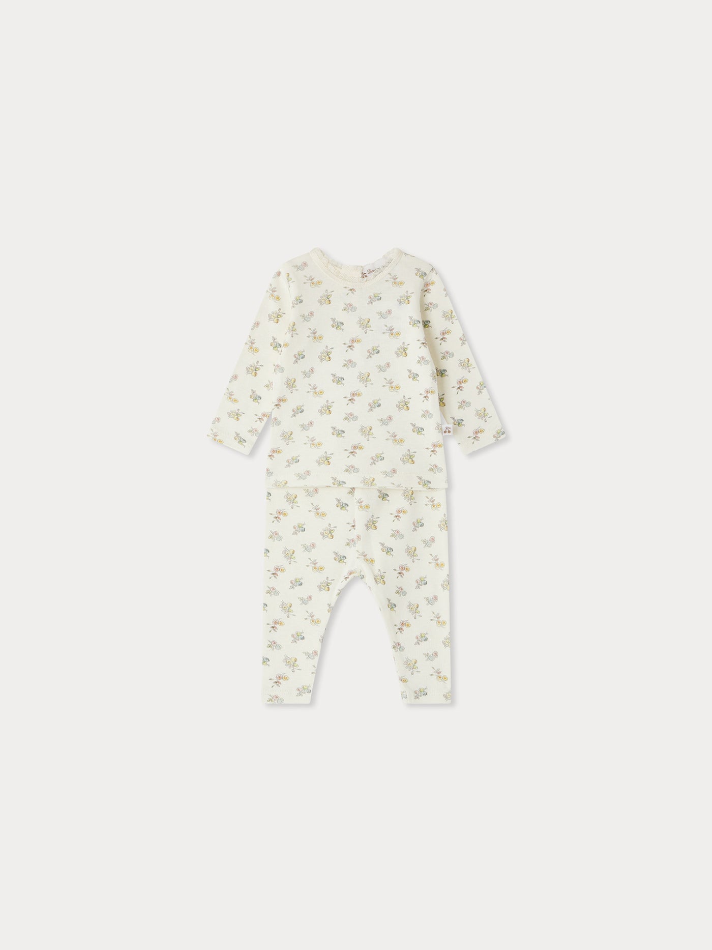 Genna-Set aus Baumwolle mit Blumendruck und Spitze