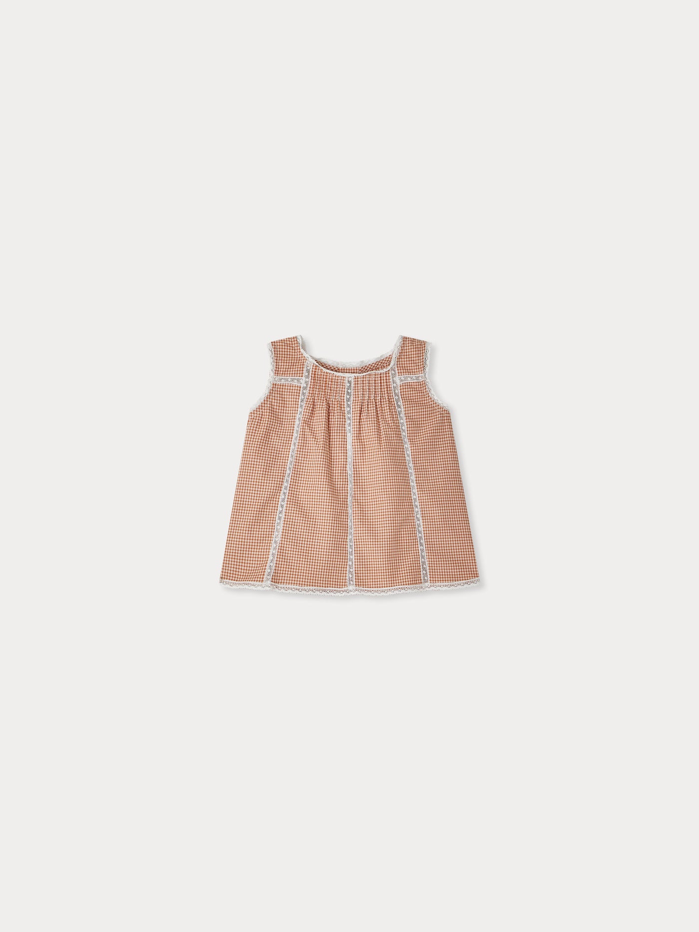 Acacia-Bluse mit Karos und Spitze
