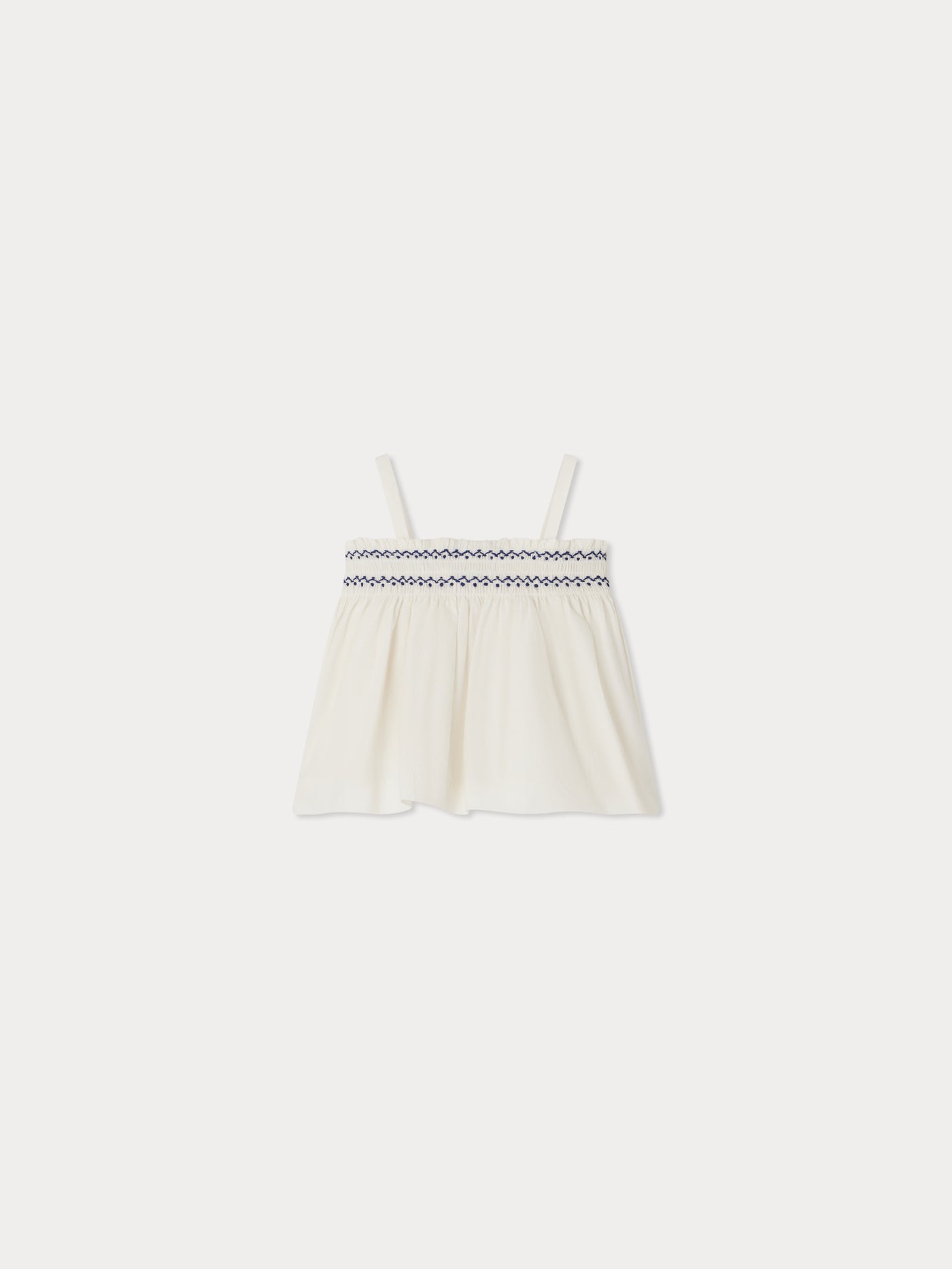 Aprikosenfarbene Smockbluse mit Trägern