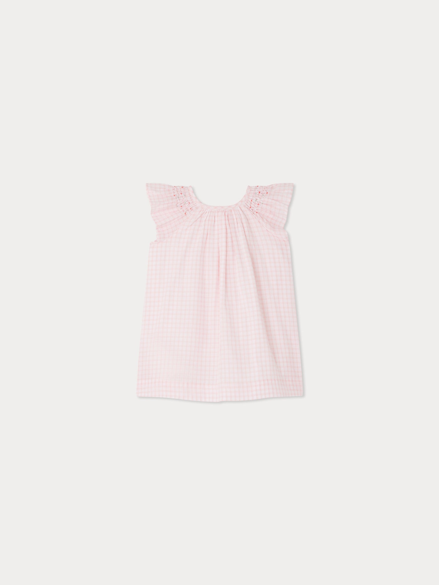 Carmella dress in smocked and embroidered checks