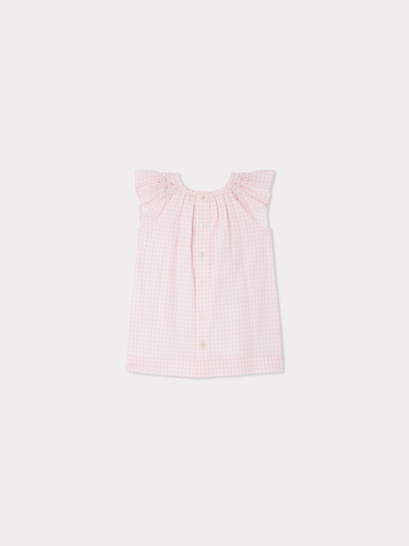 Carmella dress in smocked and embroidered checks