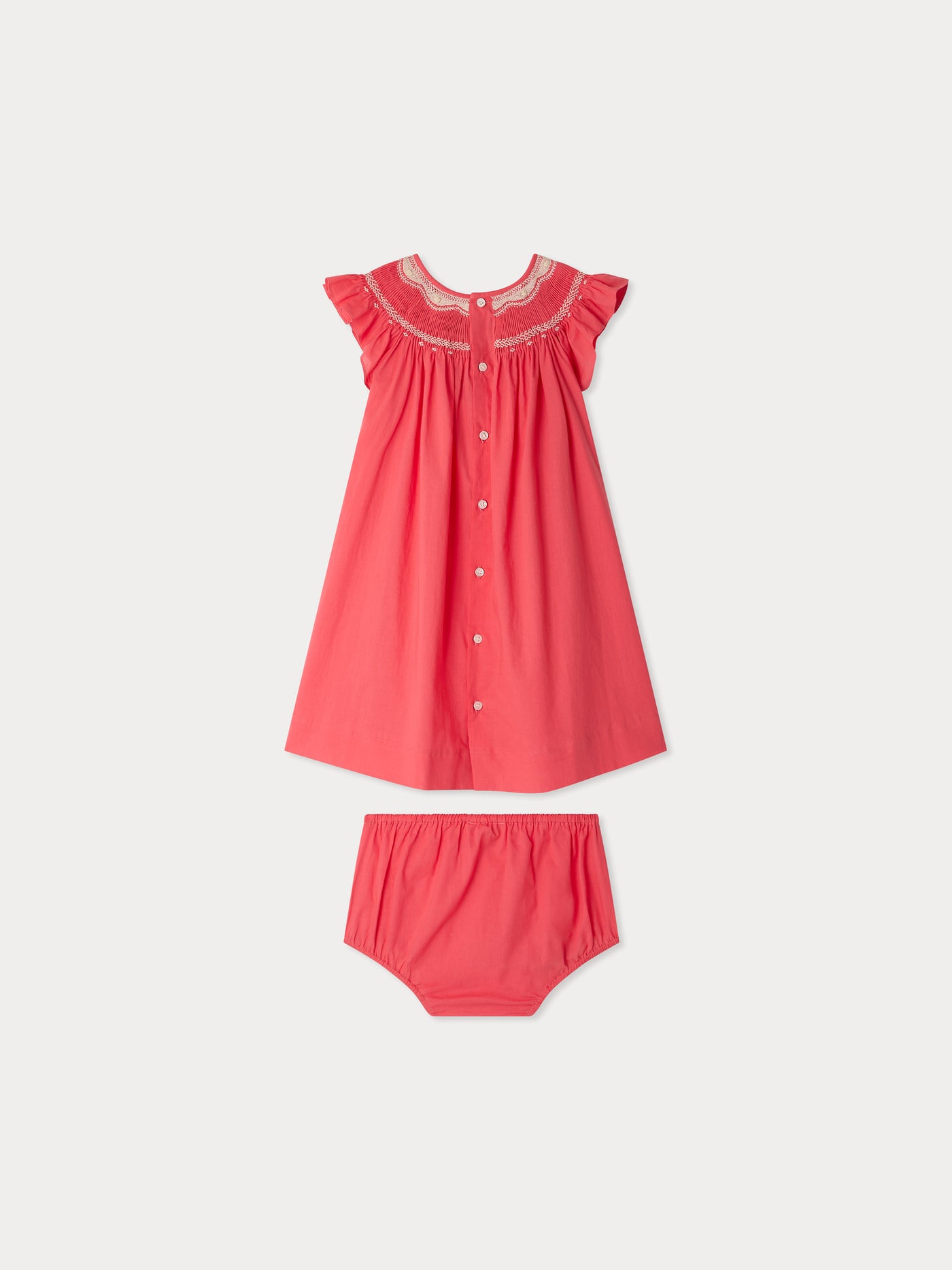 Erin smocked and embroidered dress with bloomer