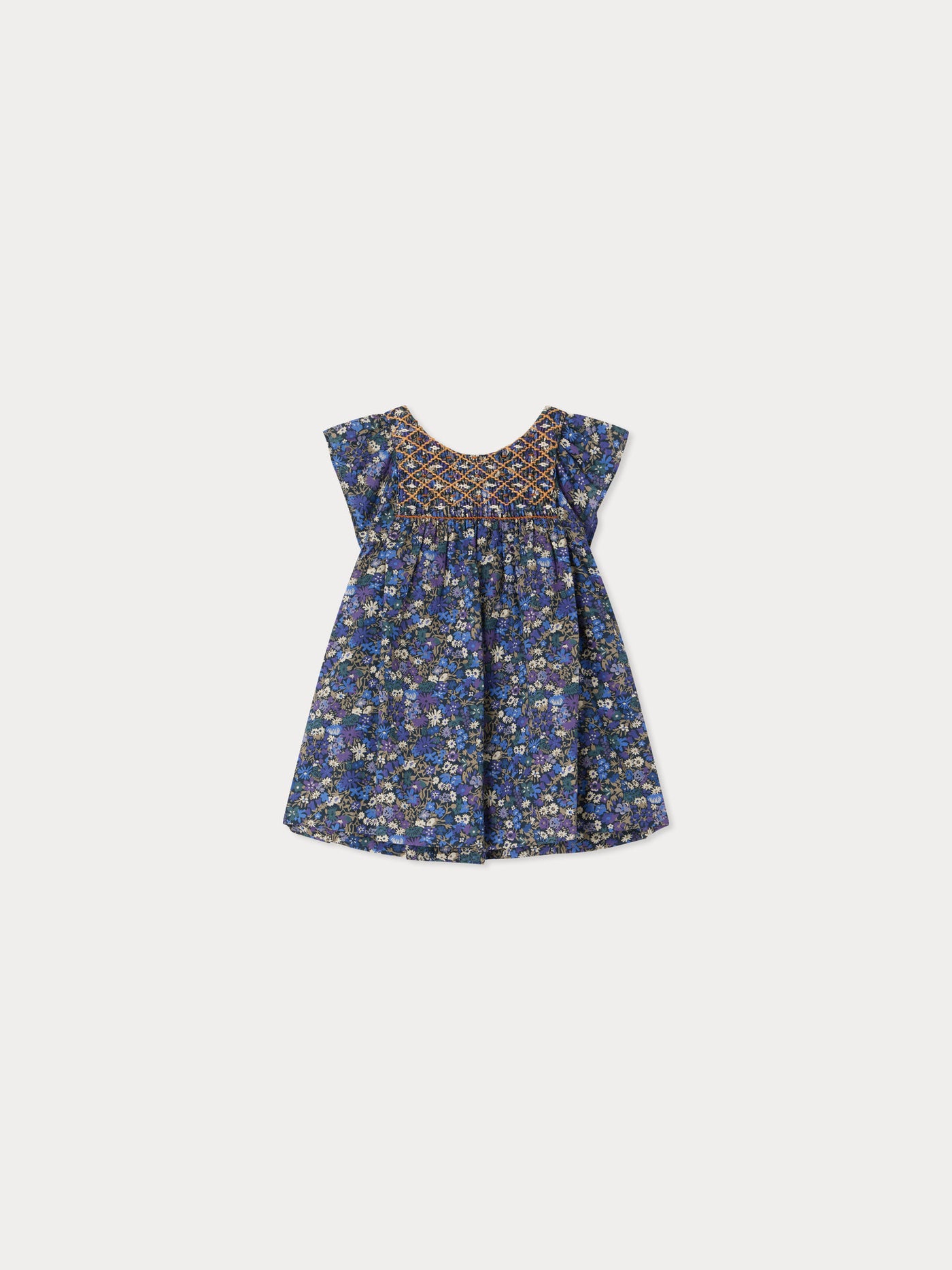 Cadelili gerafftes Kleid aus Liberty-Stoffen