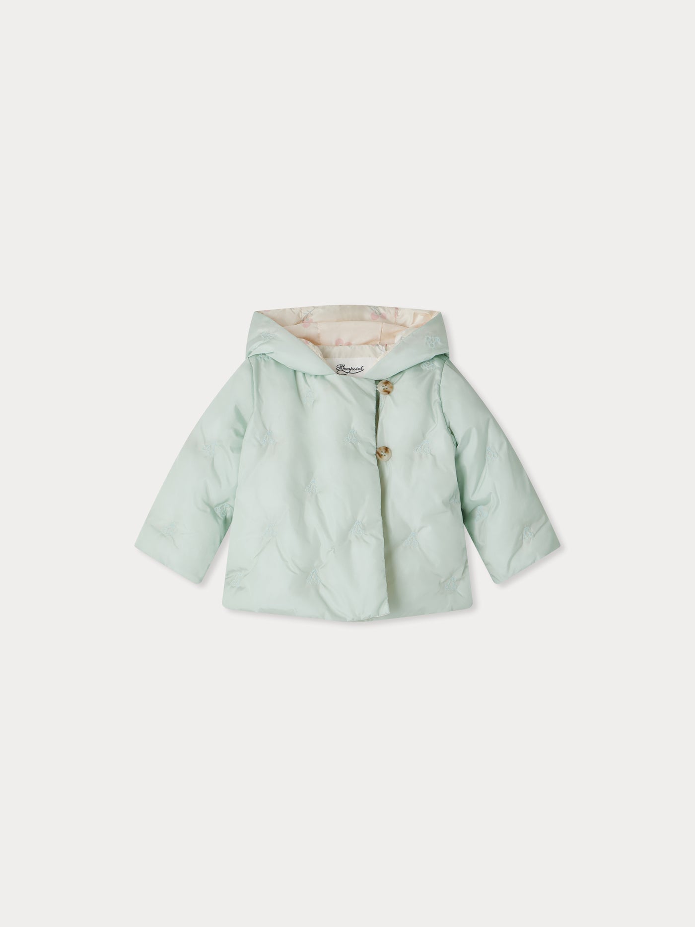 Gesteppte und mit Kirschen bestickte Bonno-Pufferjacke