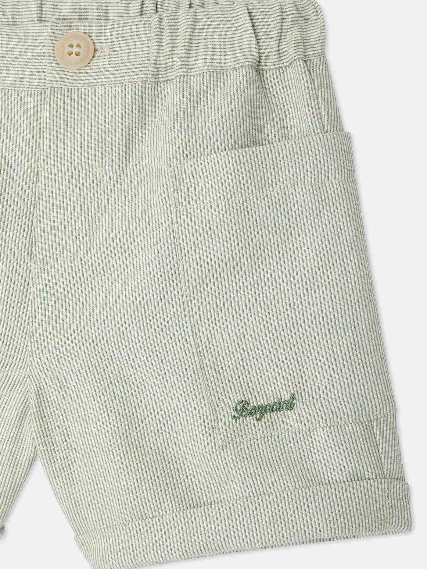 Nateo linen shorts with fine stripes