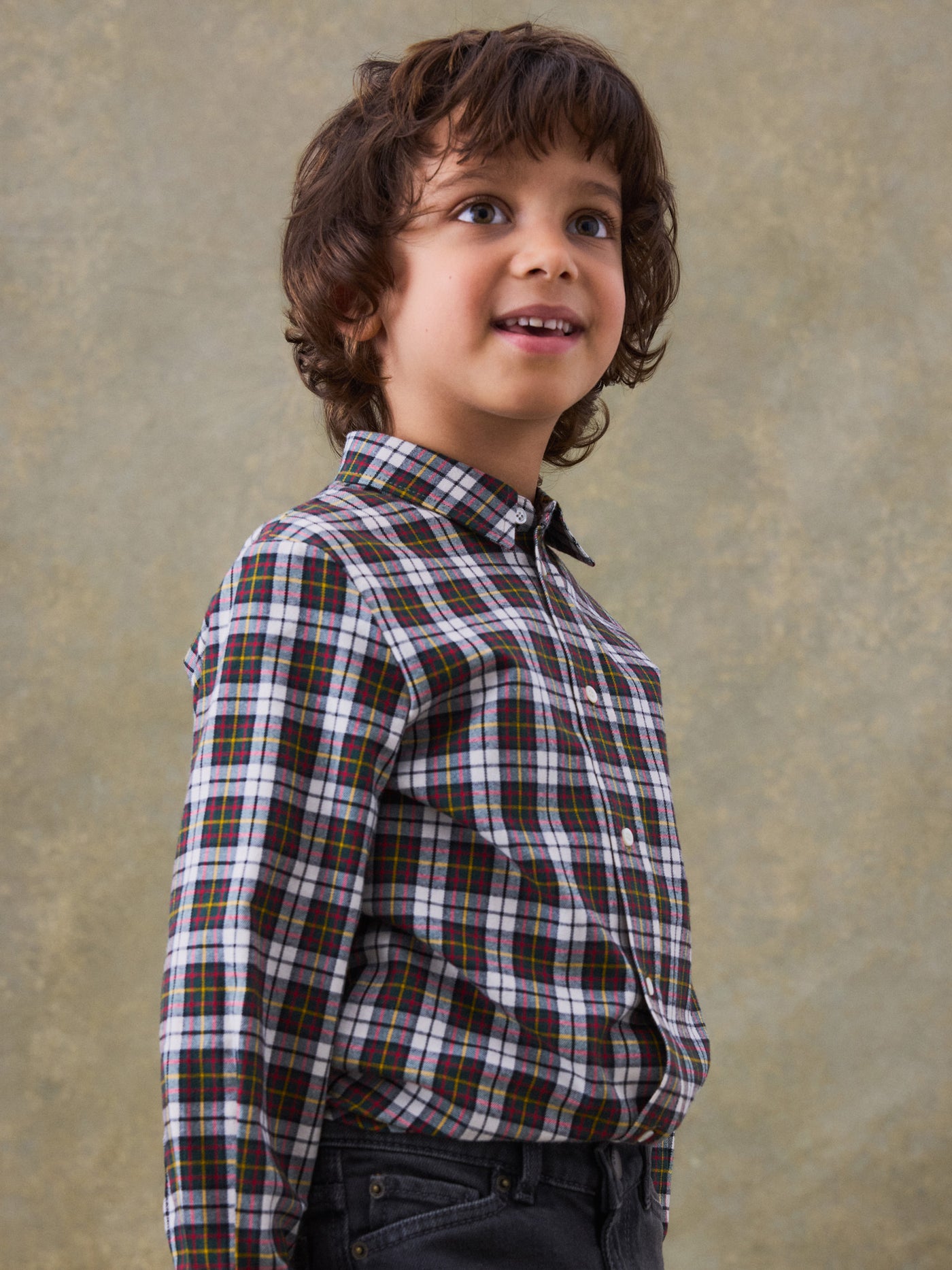 Daho shirt with green checkers