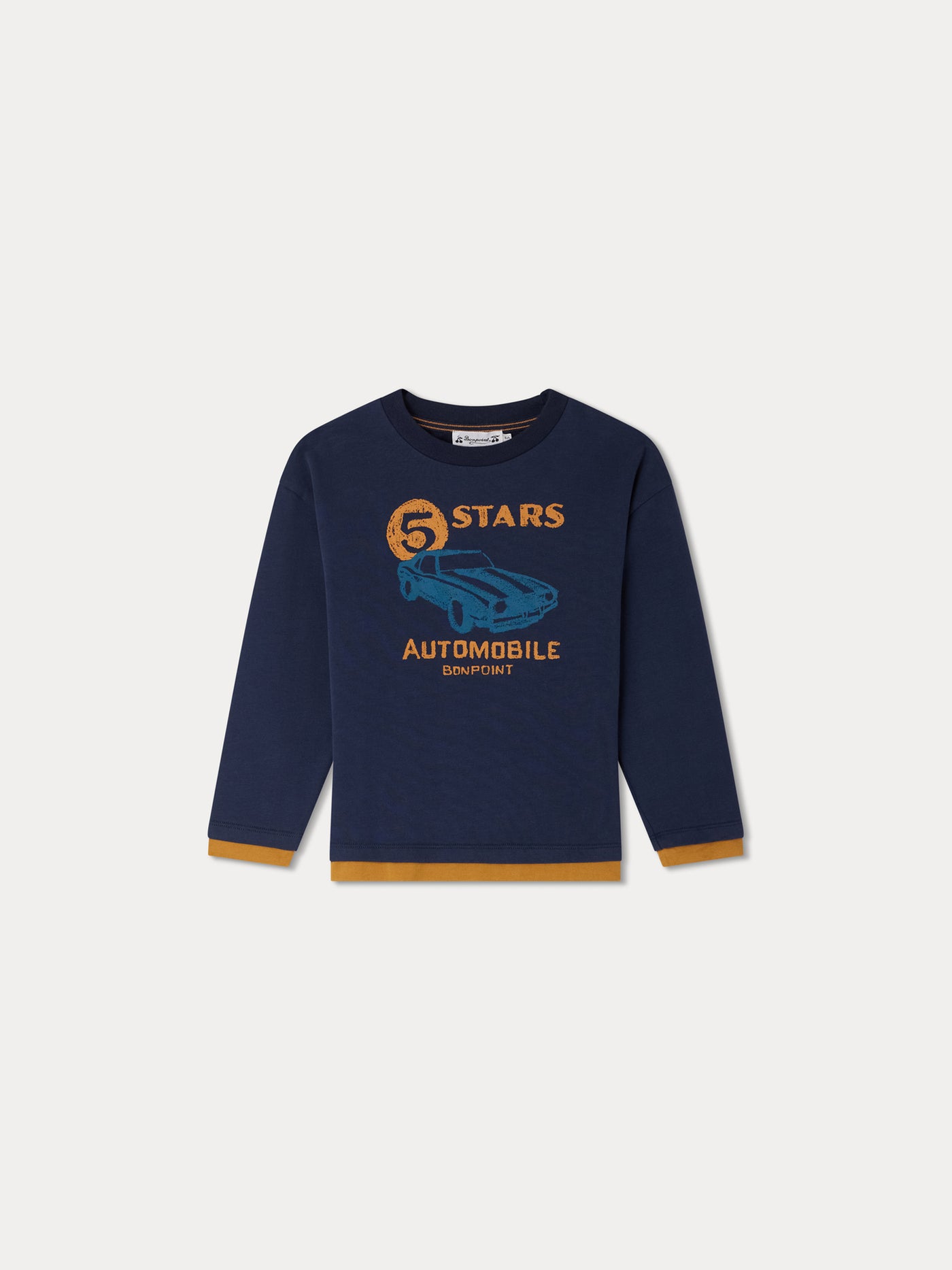 Marineblaues Bartholomé-T-Shirt mit Automuster