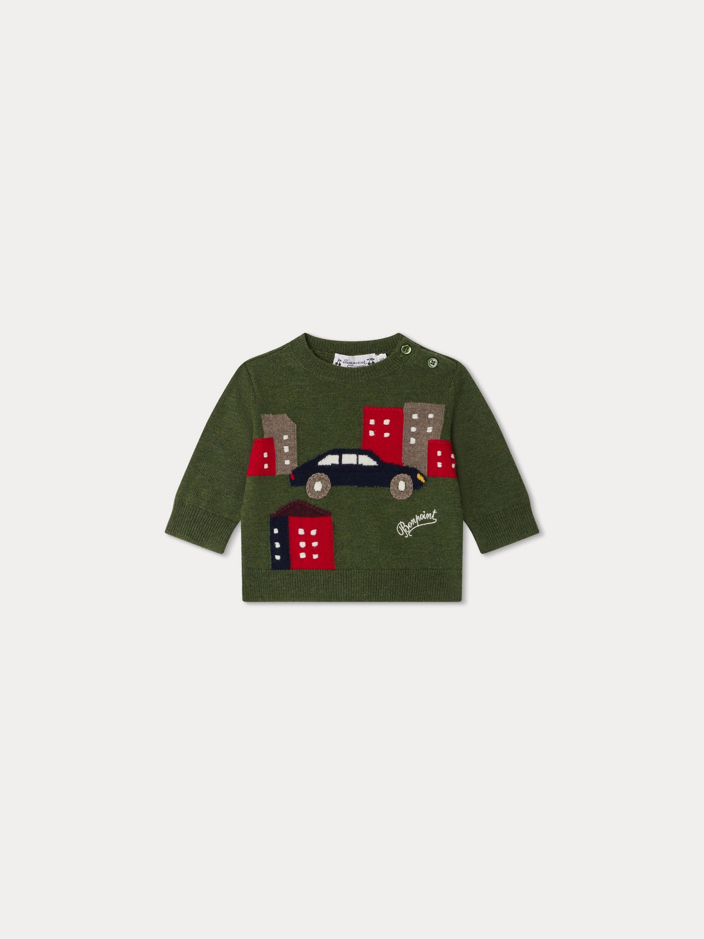 Almire dunkelgrüner Wollpullover
