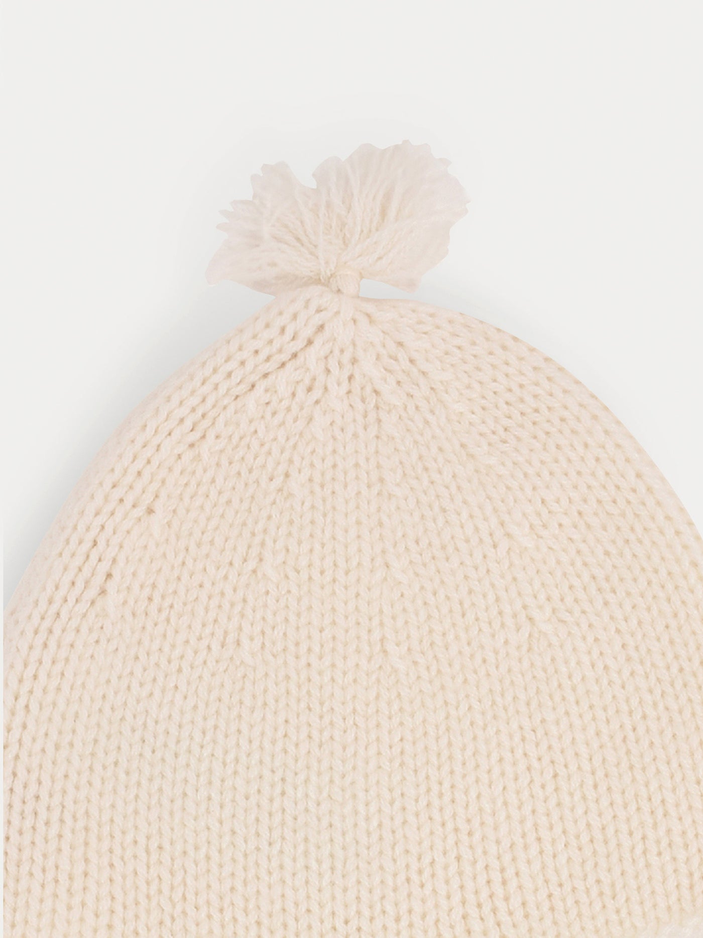 Cashmere Baby beanie hat milk white with pompoms