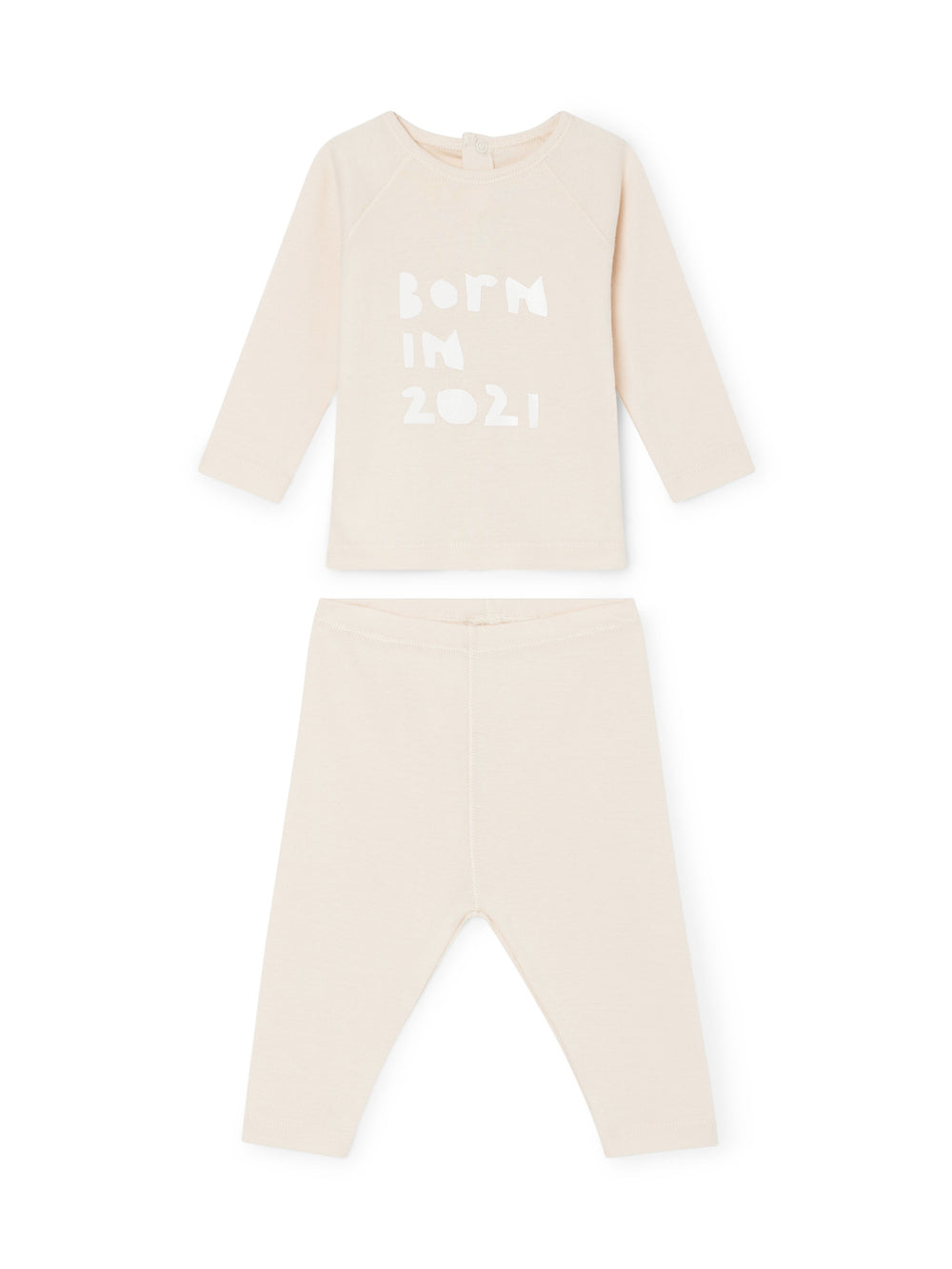 Set with embroidered message for baby ivory