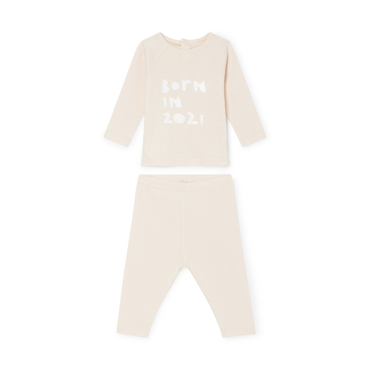 Set with embroidered message for baby ivory
