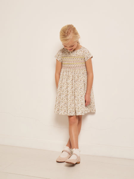 Duchesse Smocked Dress natural white • Bonpoint