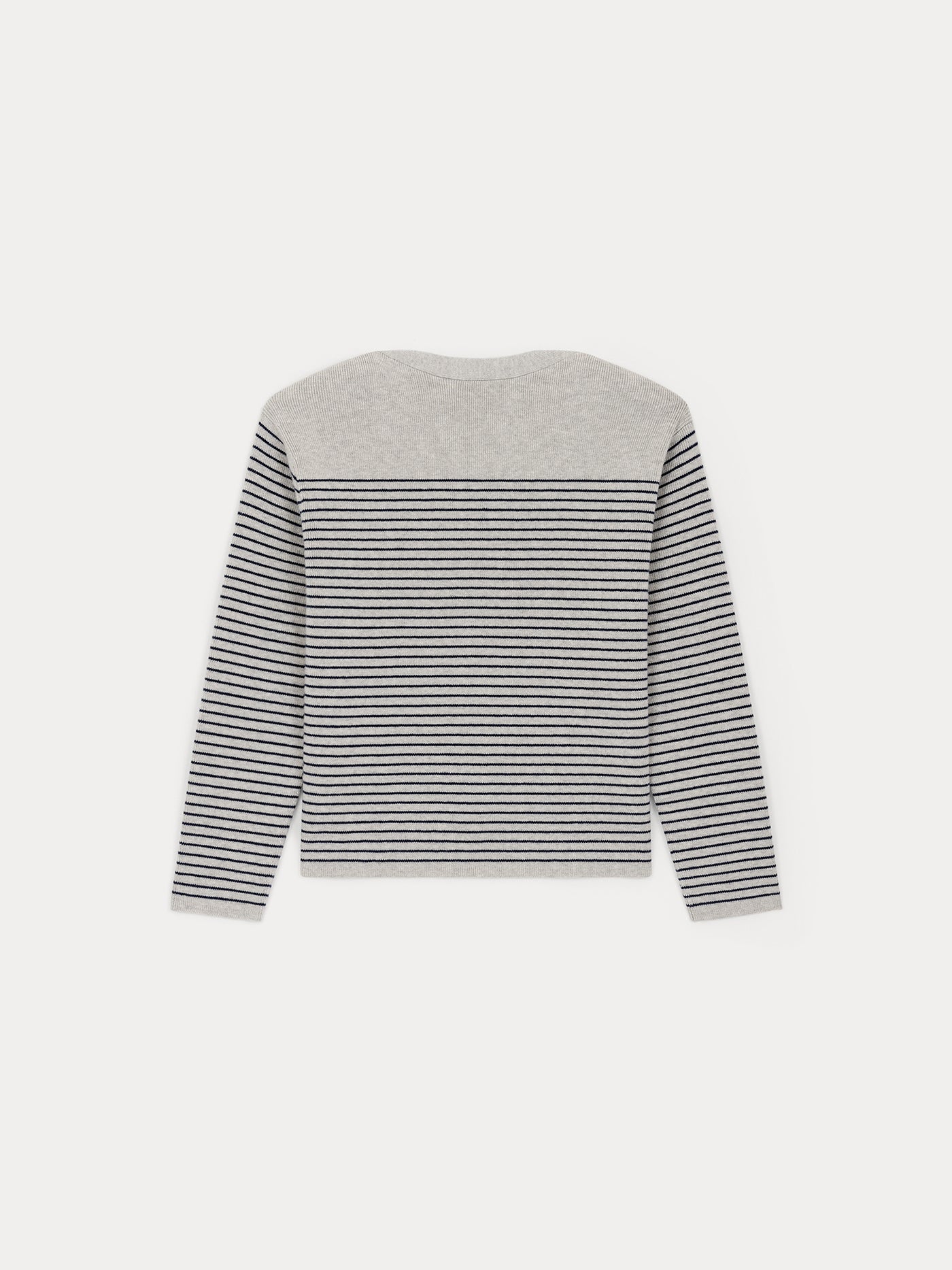 Gray sailor sweater in wool and cotton with navy stripes