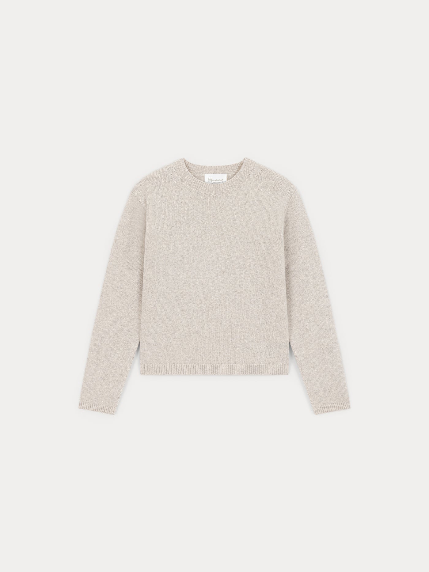 Round-neck heather gray sweater in wool