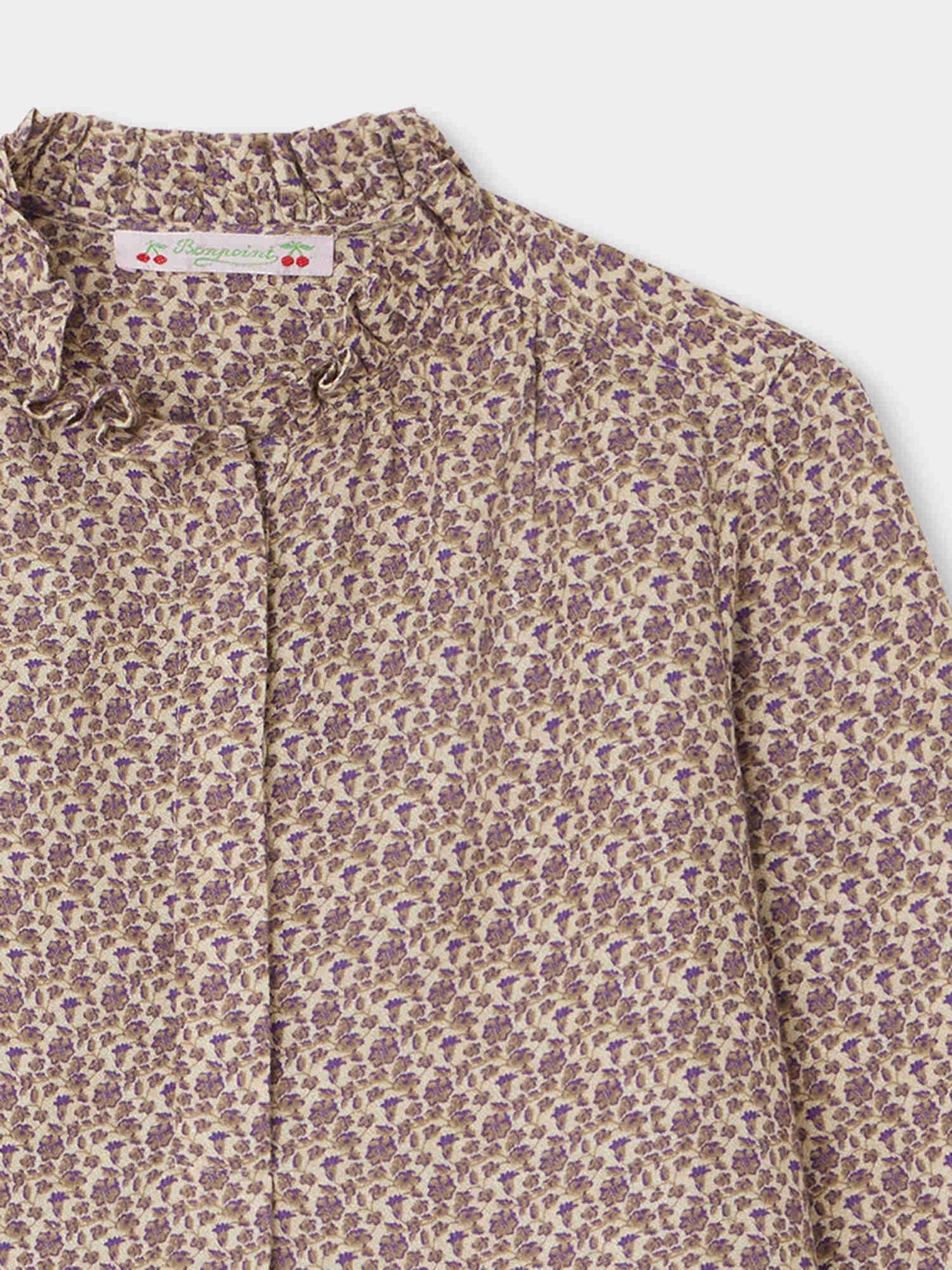Burgundy Blouse taupe flowers